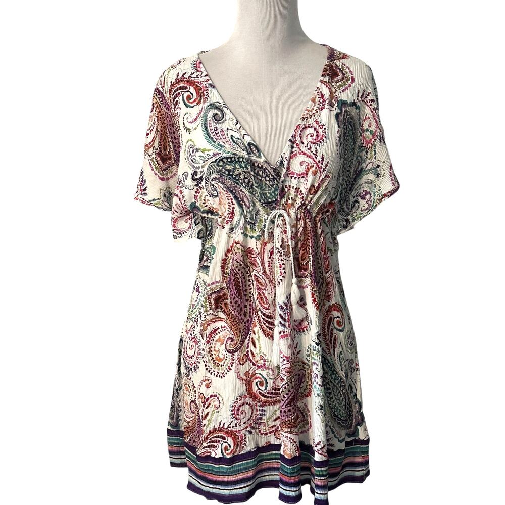 Lauren Ralph Lauren Paisley Cover Up Dress Womens Medium Empire Waist Gauze - Picture 2 of 8